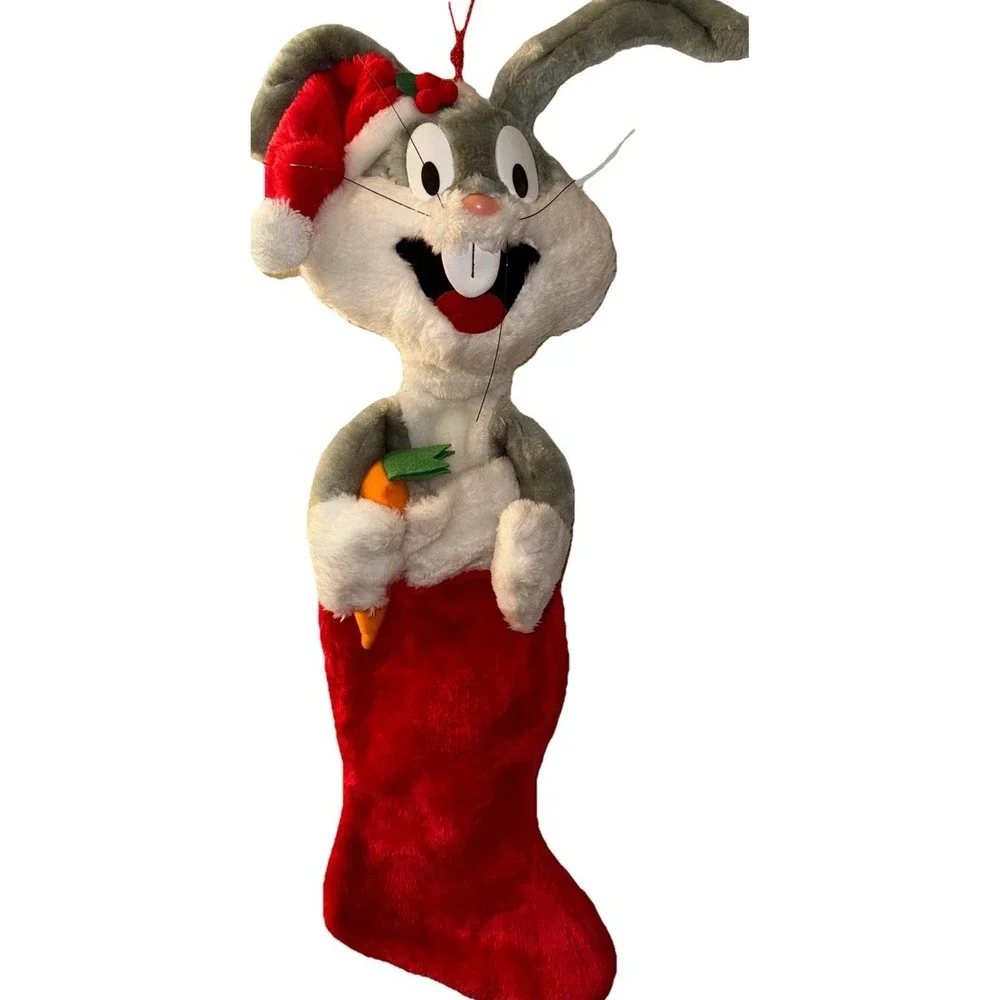 Vtg Bugs Bunny Plush Christmas Stocking Santa Hat Carrot Warner Bro 1990 24